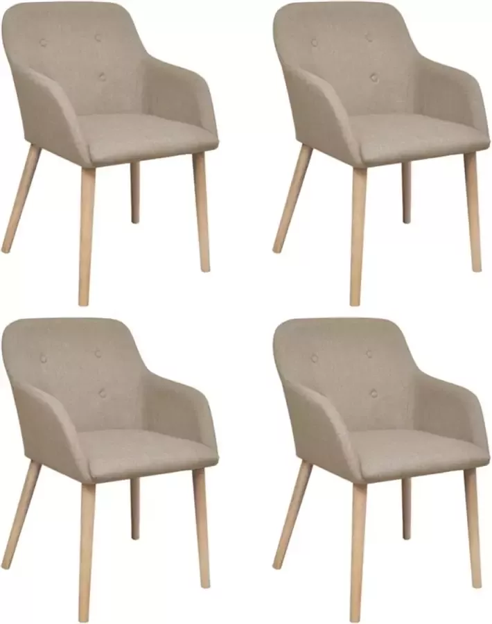 Medina Eetkamerstoelen 4 st stof en massief eikenhout beige