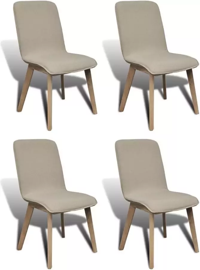 Medina Eetkamerstoelen 4 st stof en massief eikenhout beige