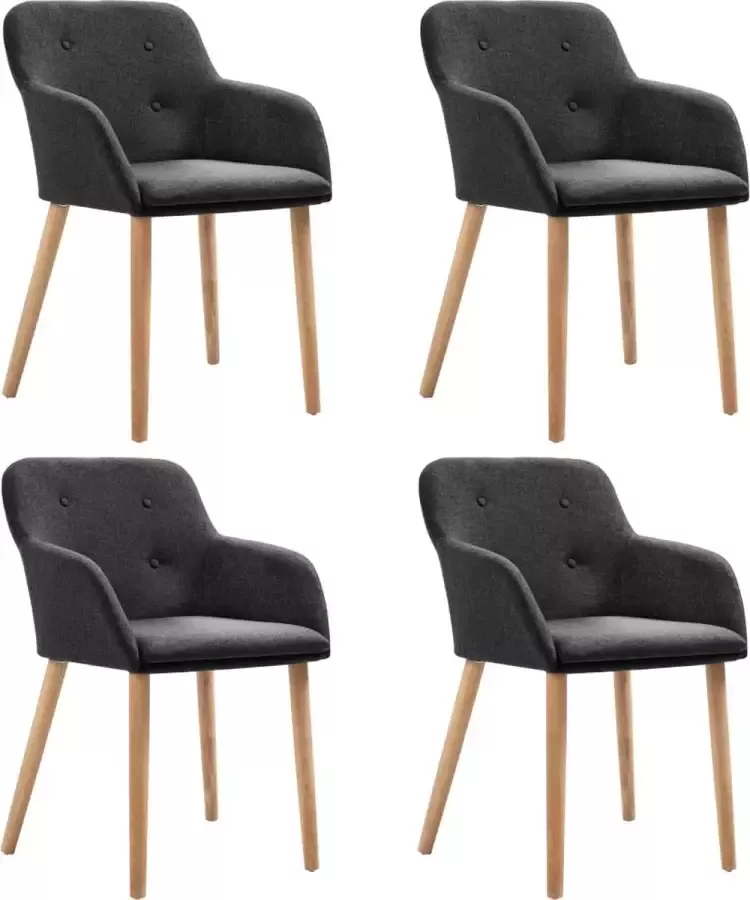 Medina Eetkamerstoelen 4 st stof en massief eikenhout donkergrijs