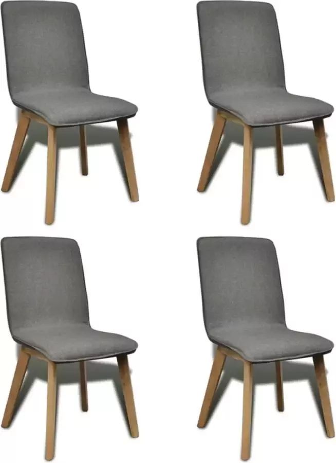 Medina Eetkamerstoelen 4 st stof en massief eikenhout lichtgrijs