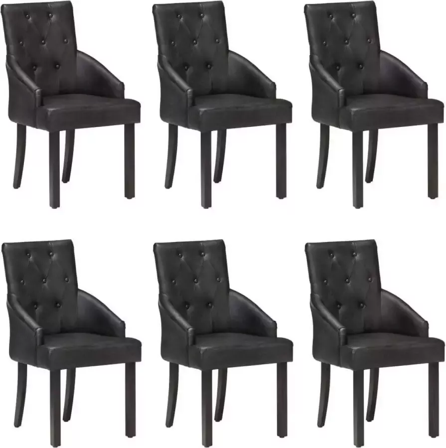 Medina Eetkamerstoelen 6 st echt geitenleer zwart