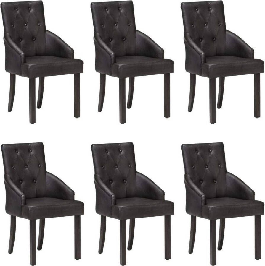 medina Eetkamerstoelen 6 st echt geitenleer zwart