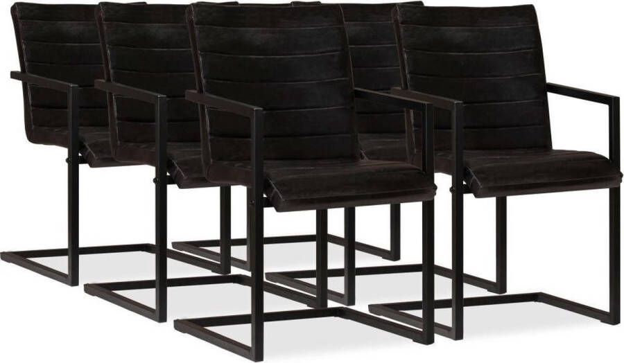 medina Eetkamerstoelen 6 st echt leer antraciet
