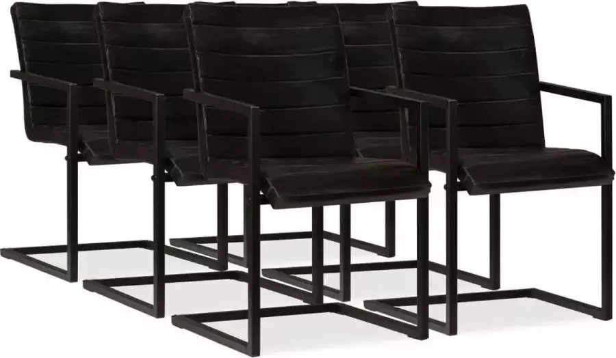 Medina Eetkamerstoelen 6 st echt leer antraciet