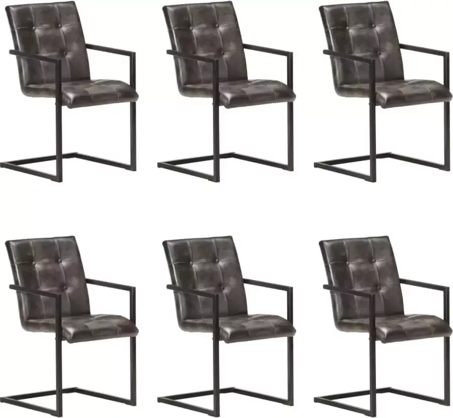 Medina Eetkamerstoelen 6 st echt leer verweerd grijs