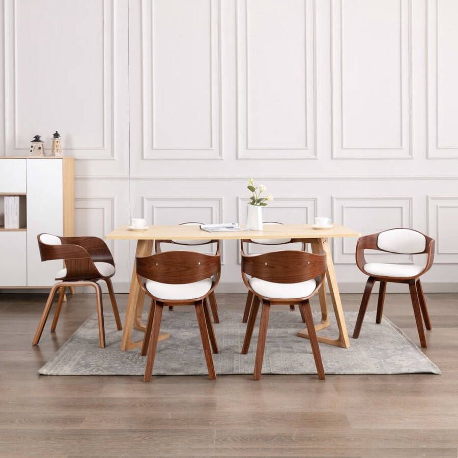 Medina Eetkamerstoelen 6 st gebogen hout en kunstleer