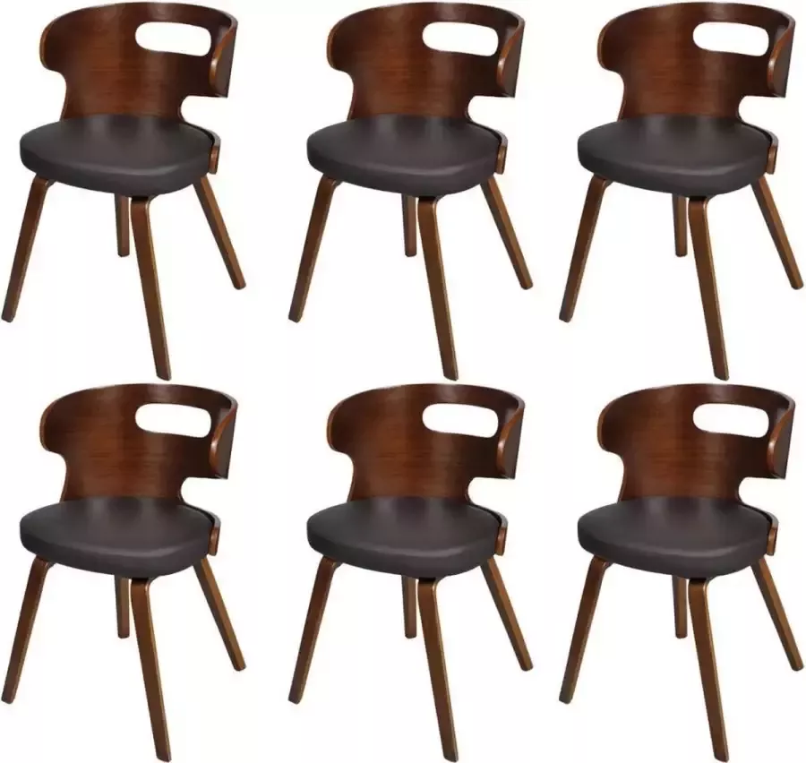 Medina Eetkamerstoelen 6 st kunstleer bruin