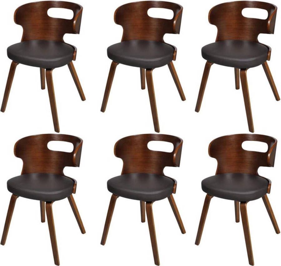 medina Eetkamerstoelen 6 st kunstleer bruin