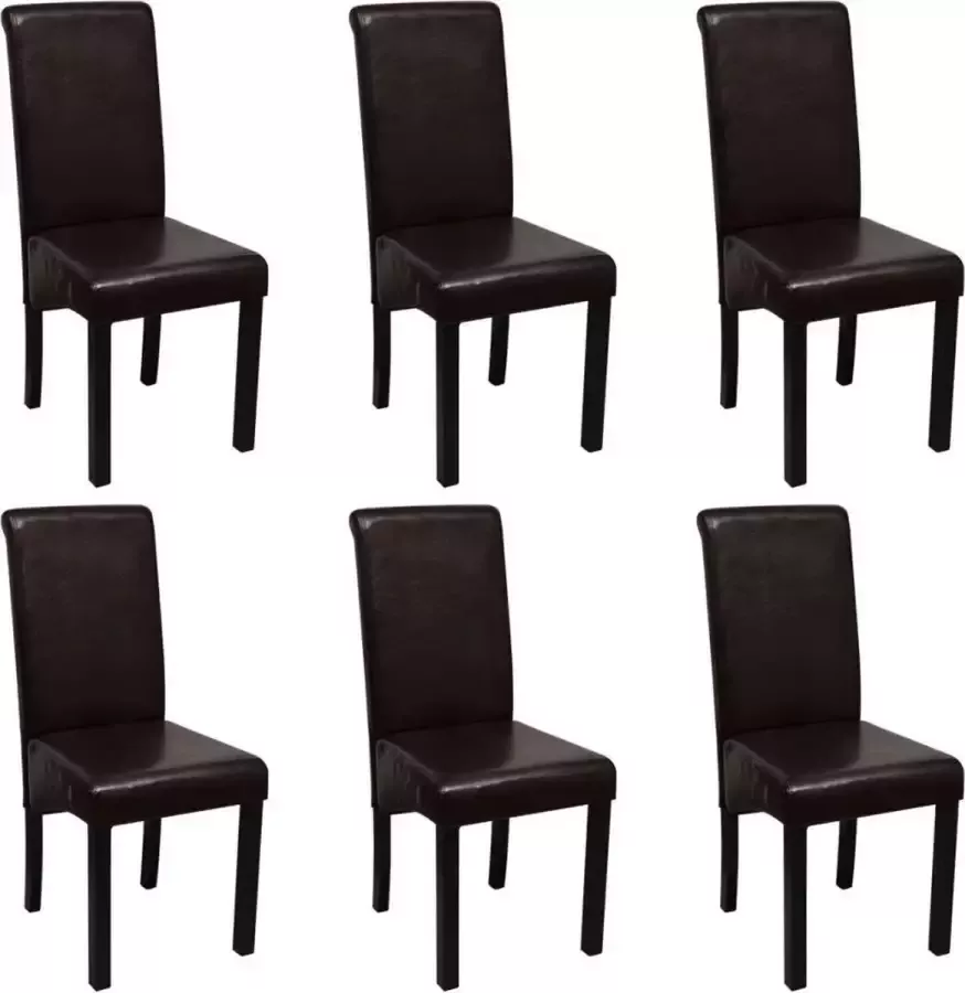 Medina Eetkamerstoelen 6 st kunstleer bruin