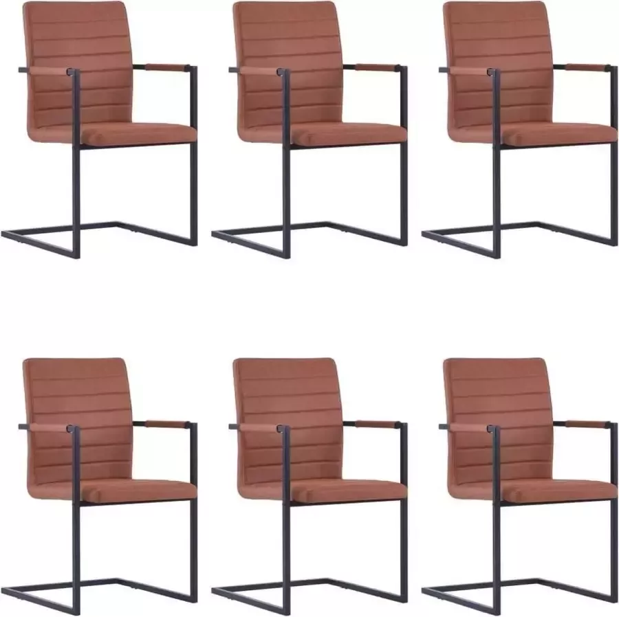 Medina Eetkamerstoelen 6 st kunstleer bruin