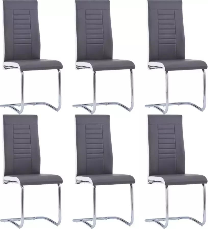 Medina Eetkamerstoelen 6 st kunstleer grijs