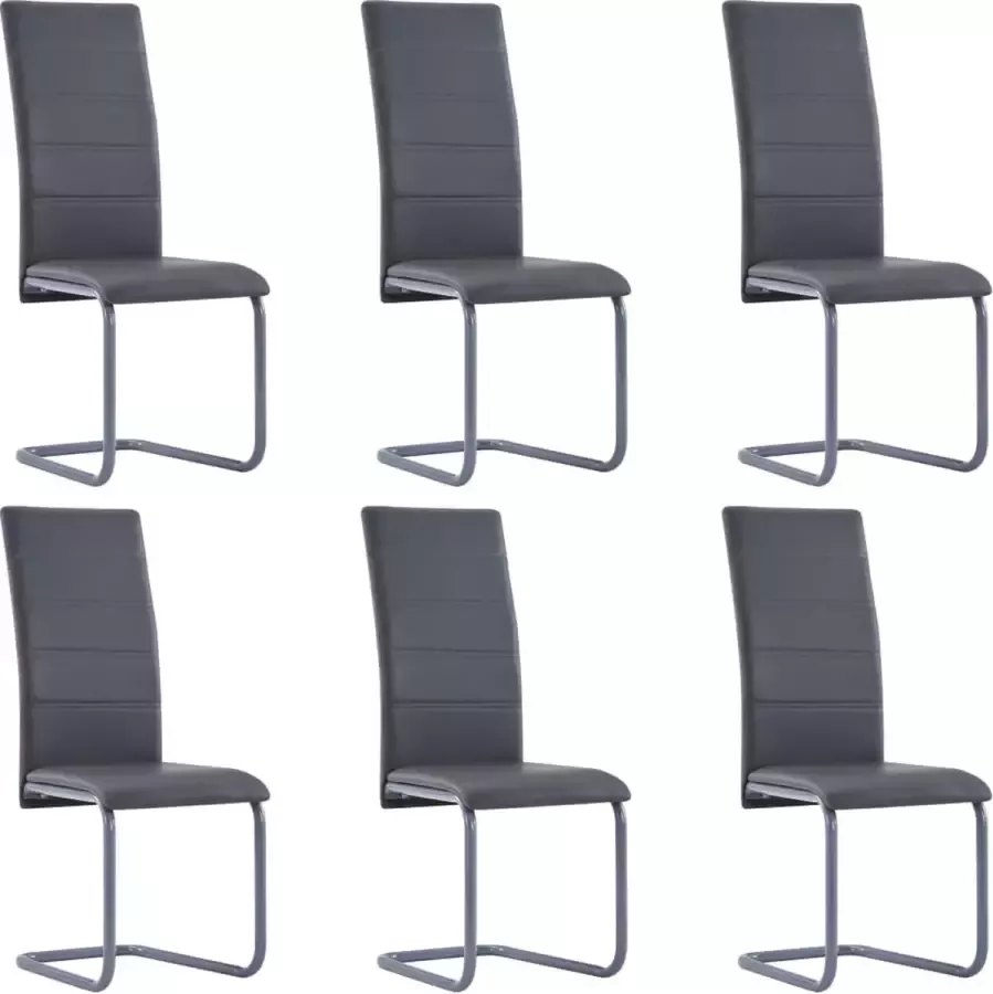 Medina Eetkamerstoelen 6 st kunstleer grijs