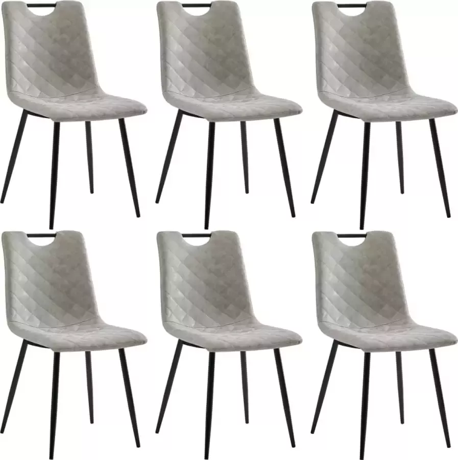 Medina Eetkamerstoelen 6 st kunstleer lichtgrijs
