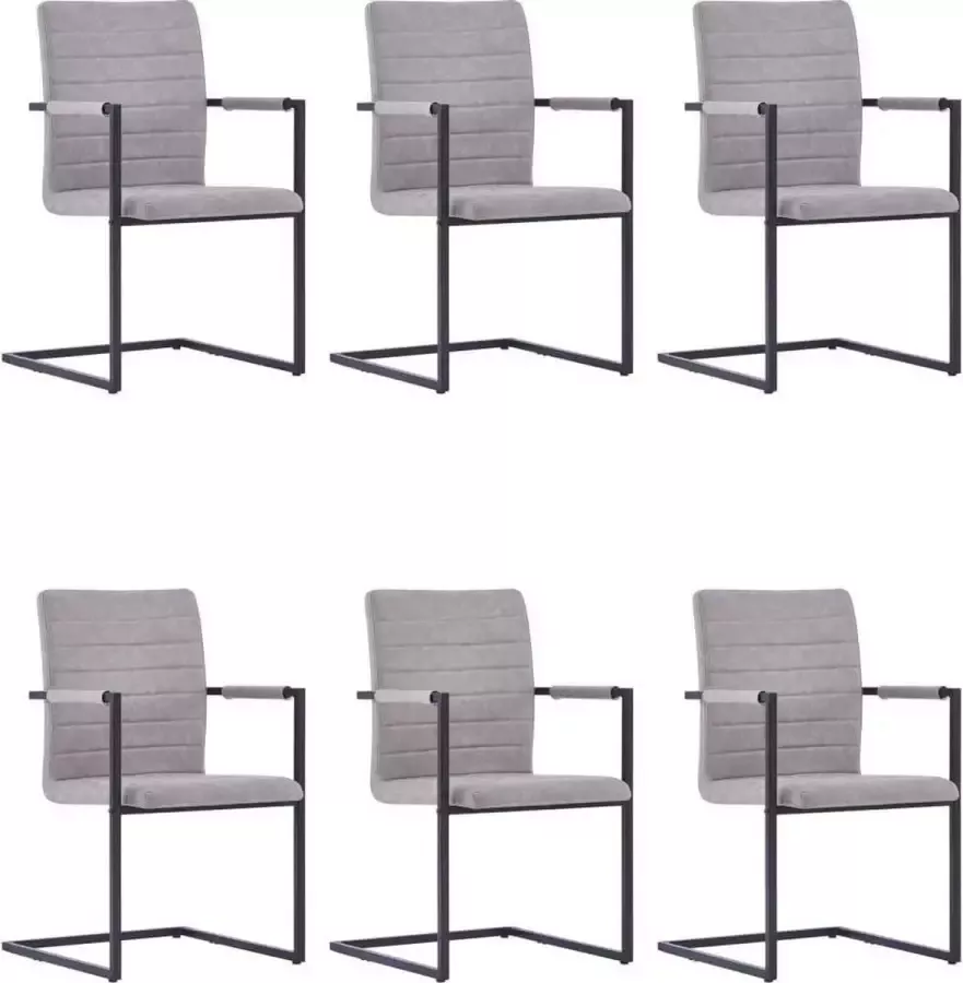Medina Eetkamerstoelen 6 st kunstleer lichtgrijs