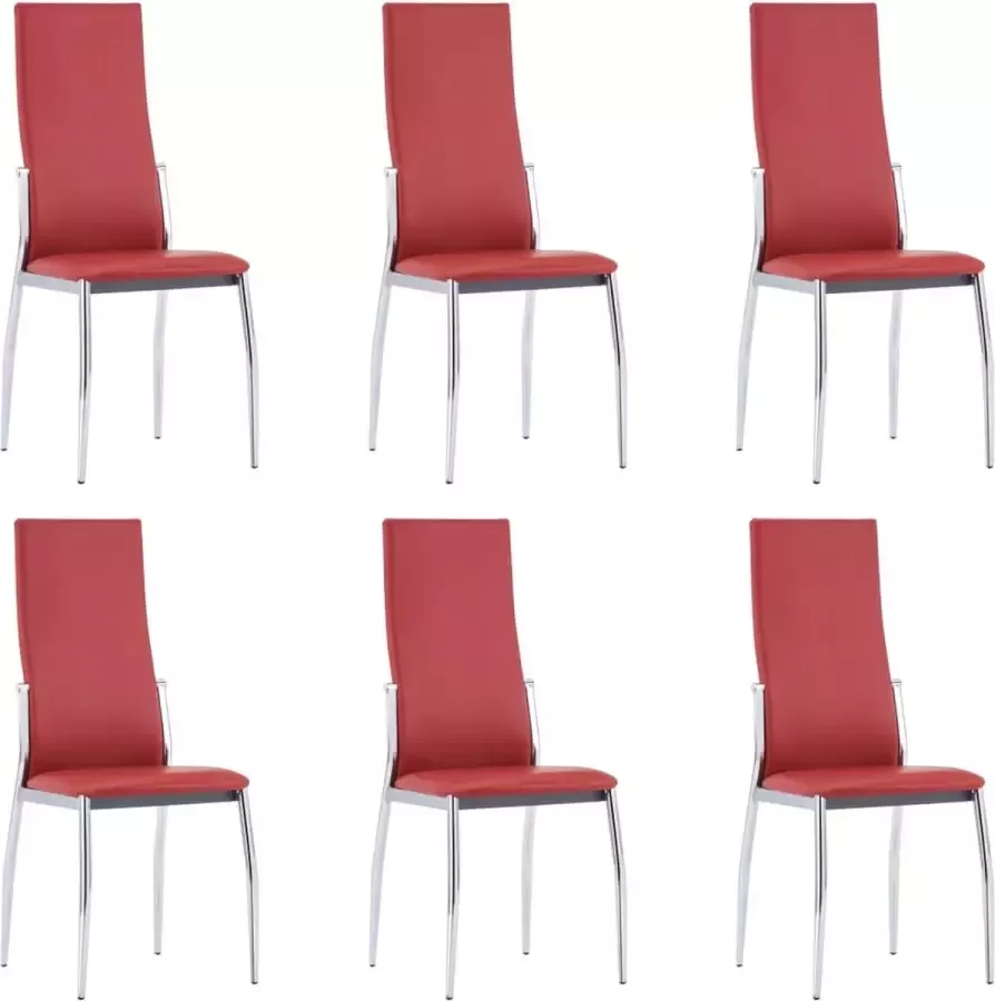 Medina Eetkamerstoelen 6 st kunstleer rood