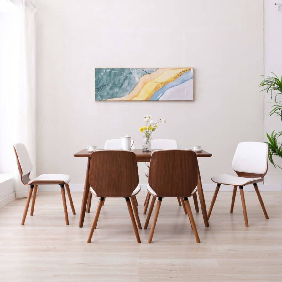 Medina Eetkamerstoelen 6 st kunstleer wit