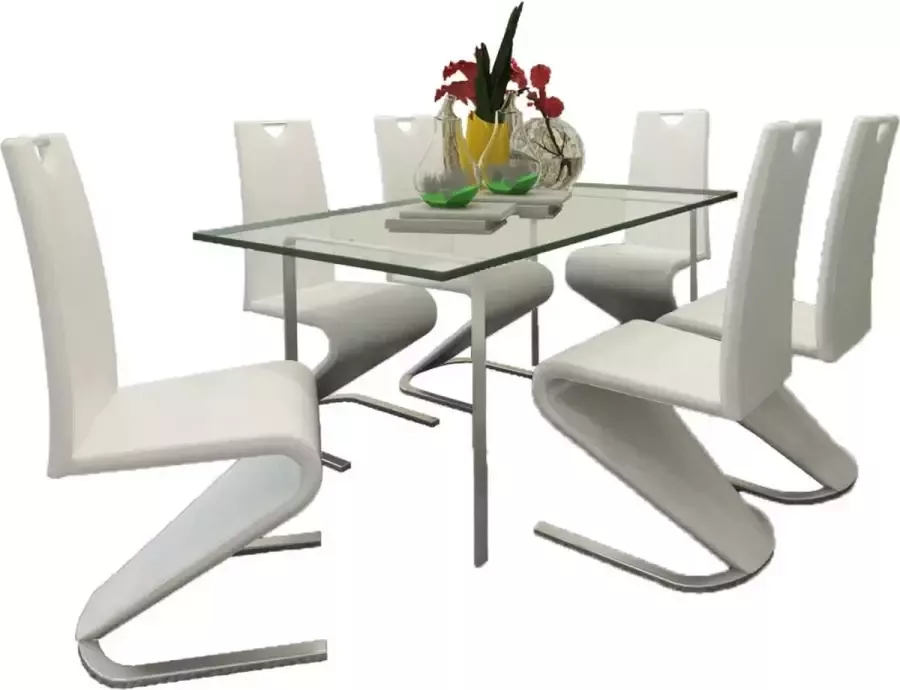 Medina Eetkamerstoelen 6 st kunstleer wit