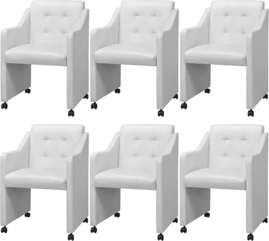 Medina Eetkamerstoelen 6 st kunstleer wit