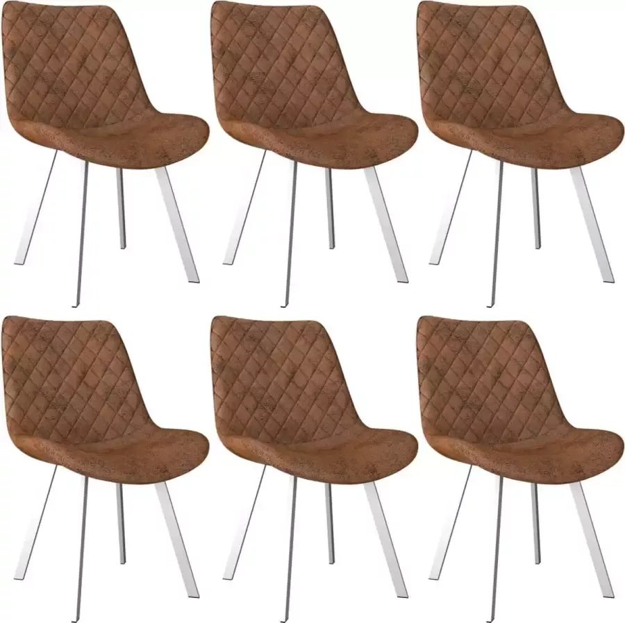 Medina Eetkamerstoelen 6 st kunstsuède bruin