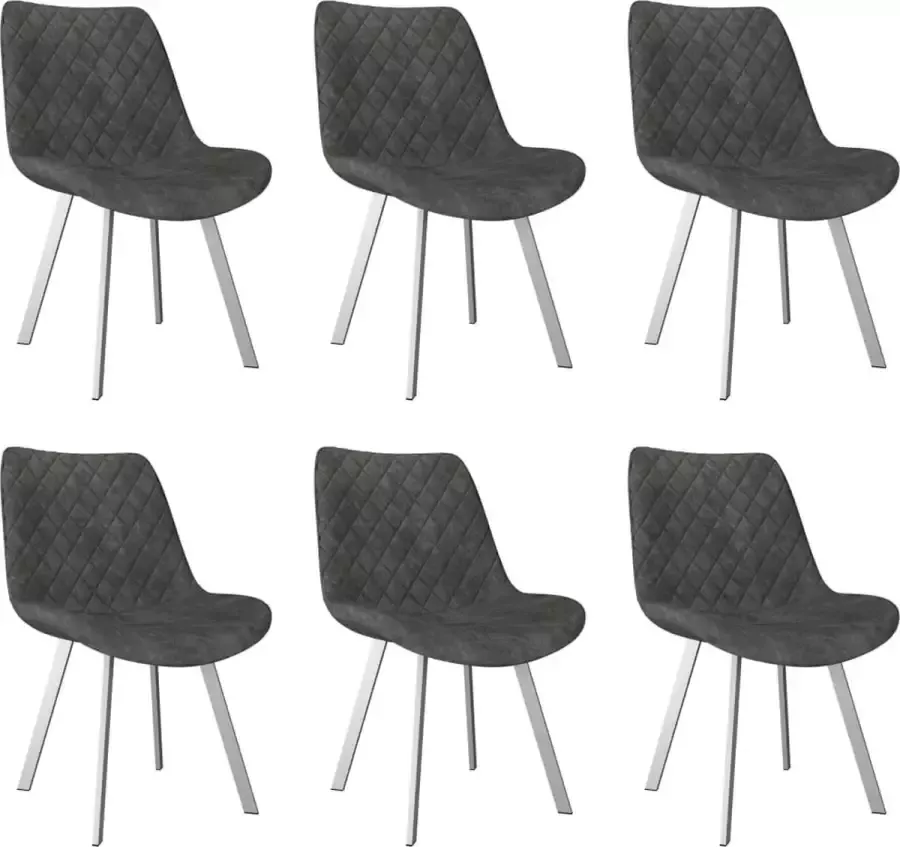 Medina Eetkamerstoelen 6 st kunstsuède grijs