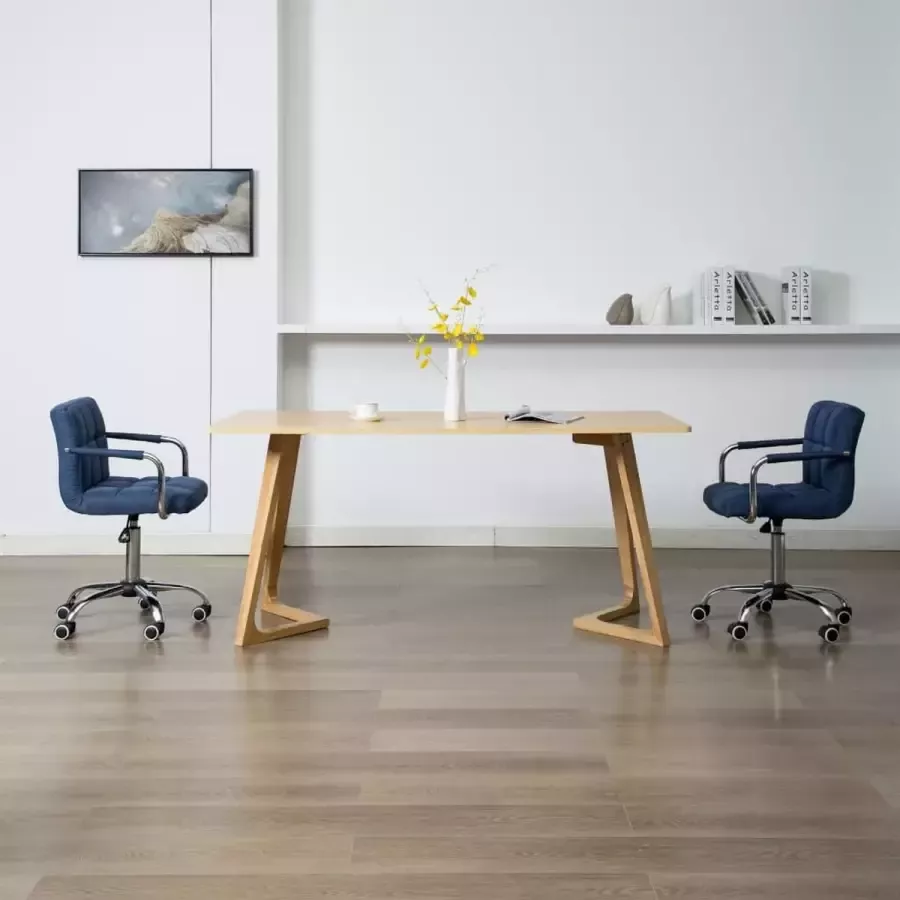 Medina Eetkamerstoelen draaibaar 2 st stof blauw