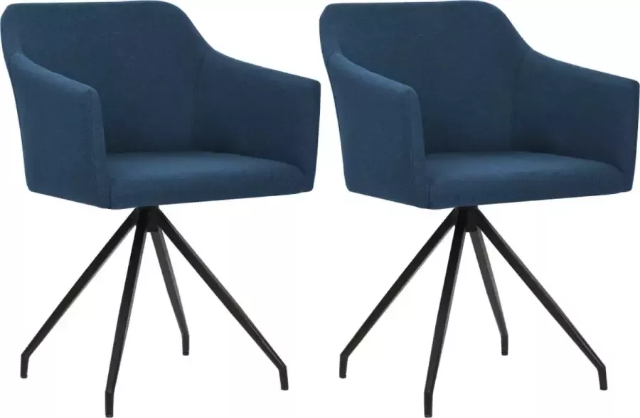 Medina Eetkamerstoelen draaibaar 2 st stof blauw