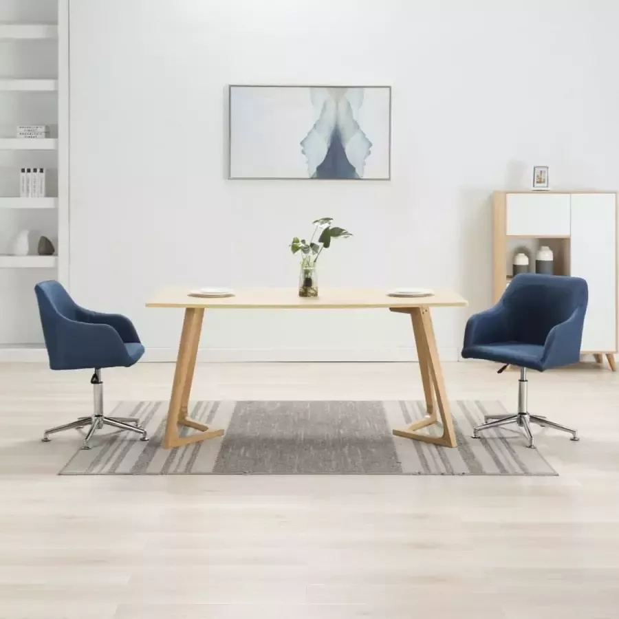 Medina Eetkamerstoelen draaibaar 2 st stof blauw