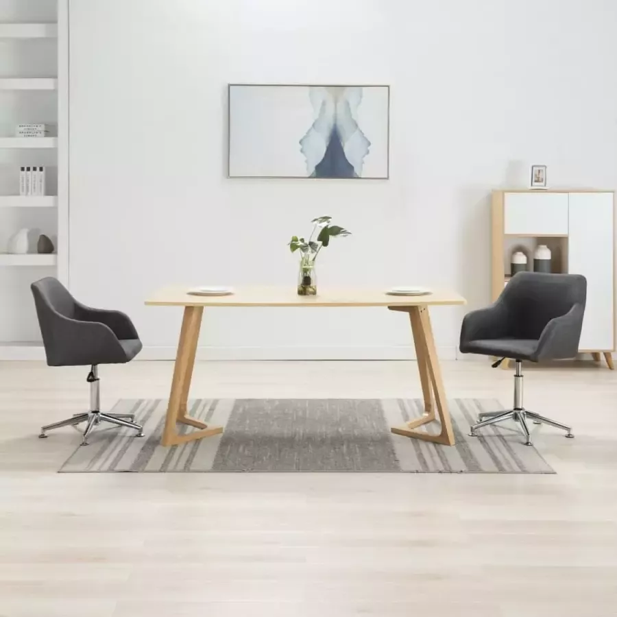 Medina Eetkamerstoelen draaibaar 2 st stof donkergrijs