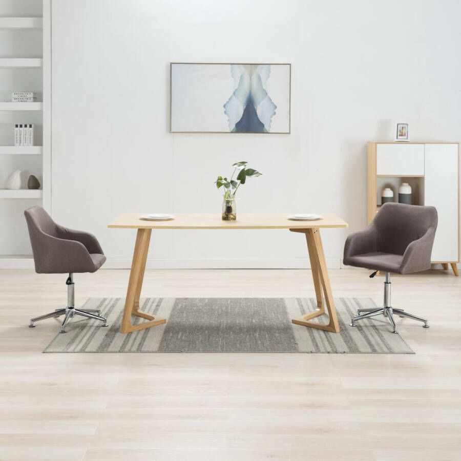 medina Eetkamerstoelen draaibaar 2 st stof taupe