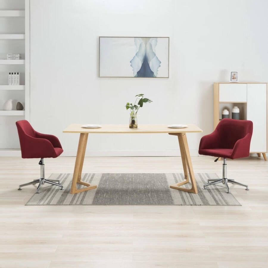 medina Eetkamerstoelen draaibaar 2 st stof wijnrood