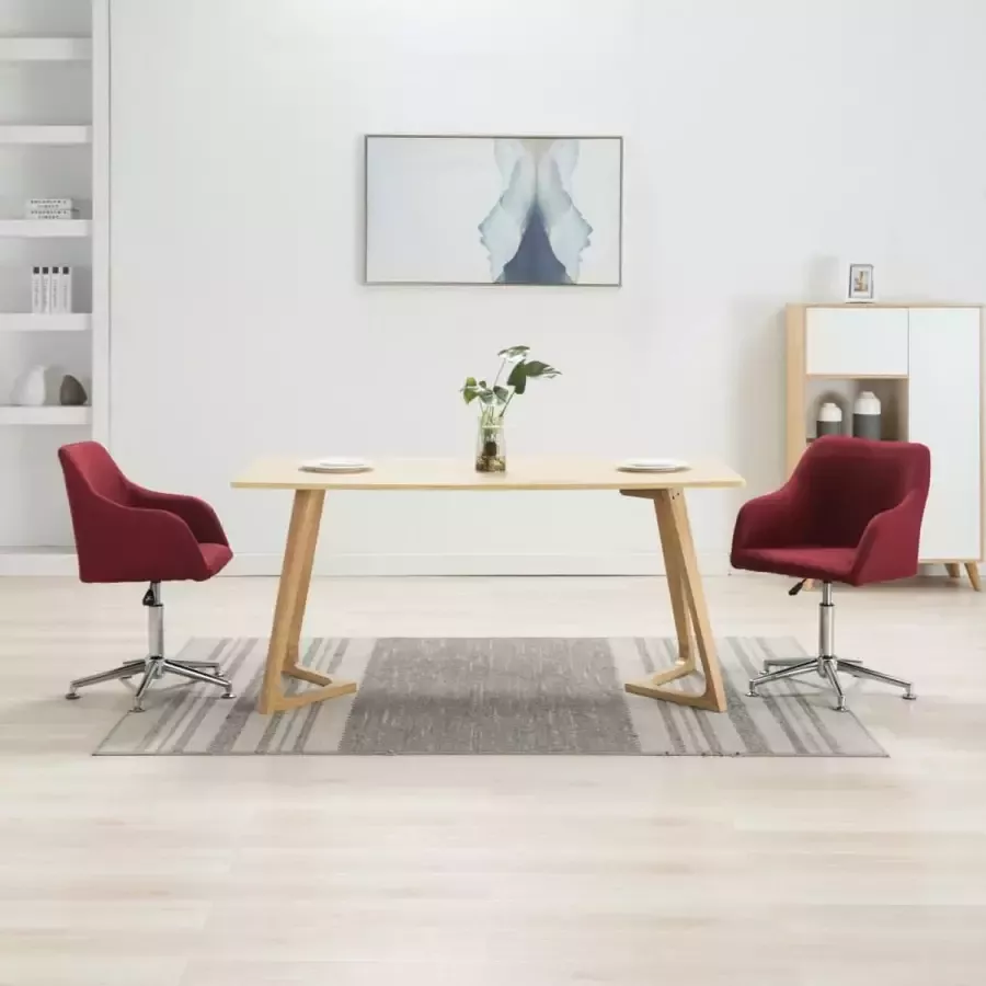 Medina Eetkamerstoelen draaibaar 2 st stof wijnrood