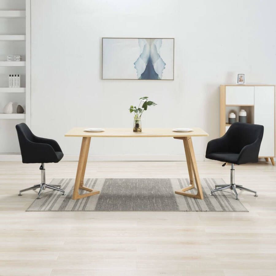 Medina Eetkamerstoelen draaibaar 2 st stof zwart