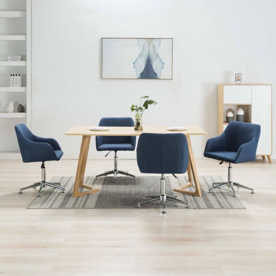 medina Eetkamerstoelen draaibaar 4 st stof blauw