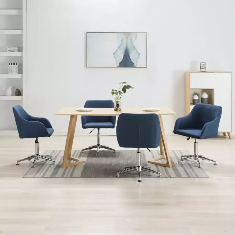 Medina Eetkamerstoelen draaibaar 4 st stof blauw