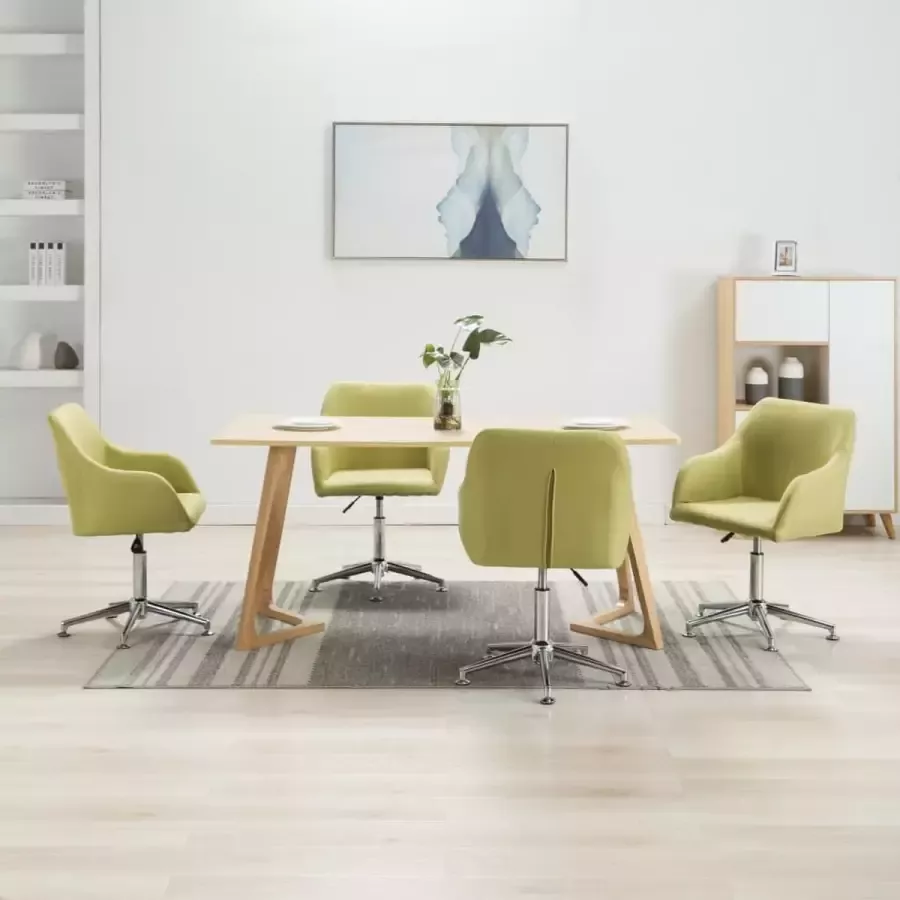 Medina Eetkamerstoelen draaibaar 4 st stof groen