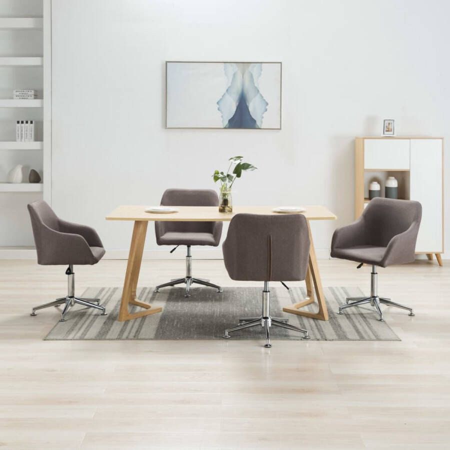 Medina Eetkamerstoelen draaibaar 4 st stof taupe