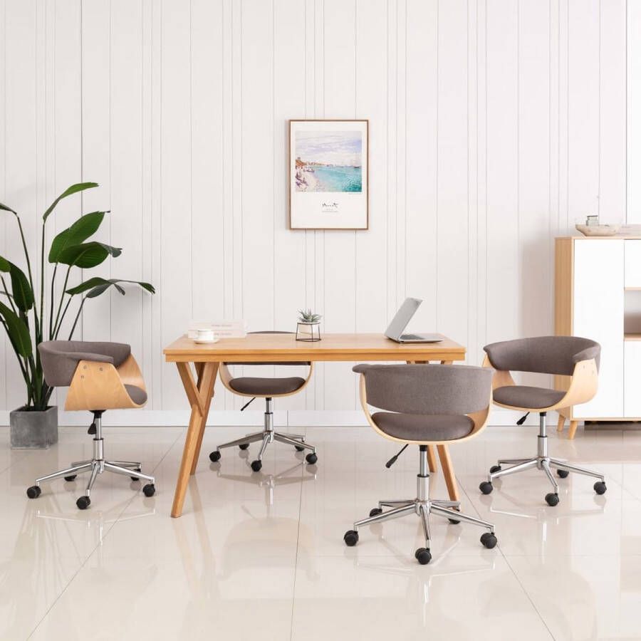 medina Eetkamerstoelen draaibaar 4 st stof taupe