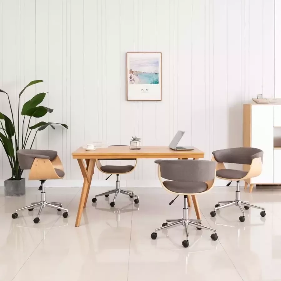 Medina Eetkamerstoelen draaibaar 4 st stof taupe