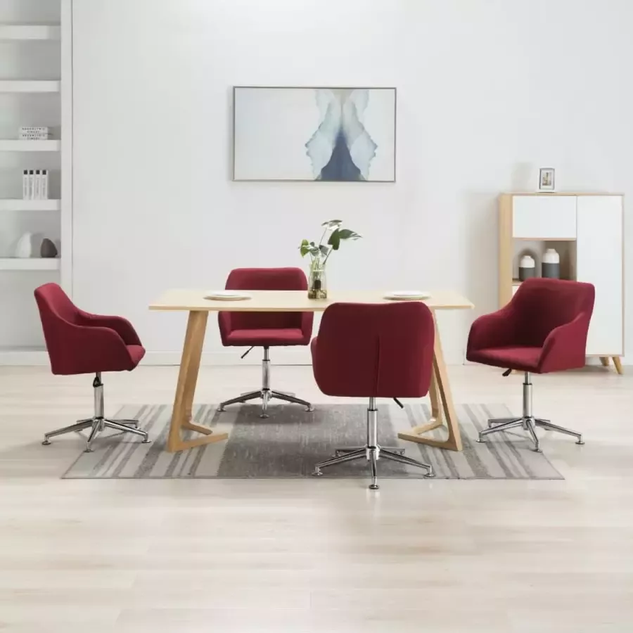 Medina Eetkamerstoelen draaibaar 4 st stof wijnrood