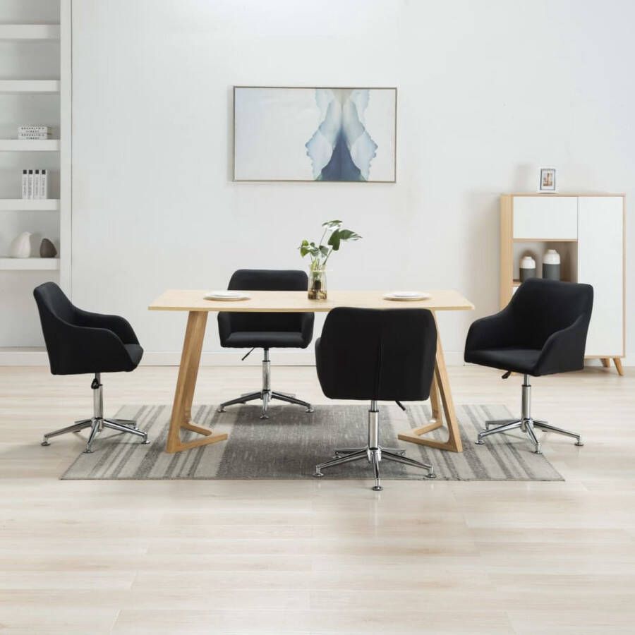 Medina Eetkamerstoelen draaibaar 4 st stof zwart