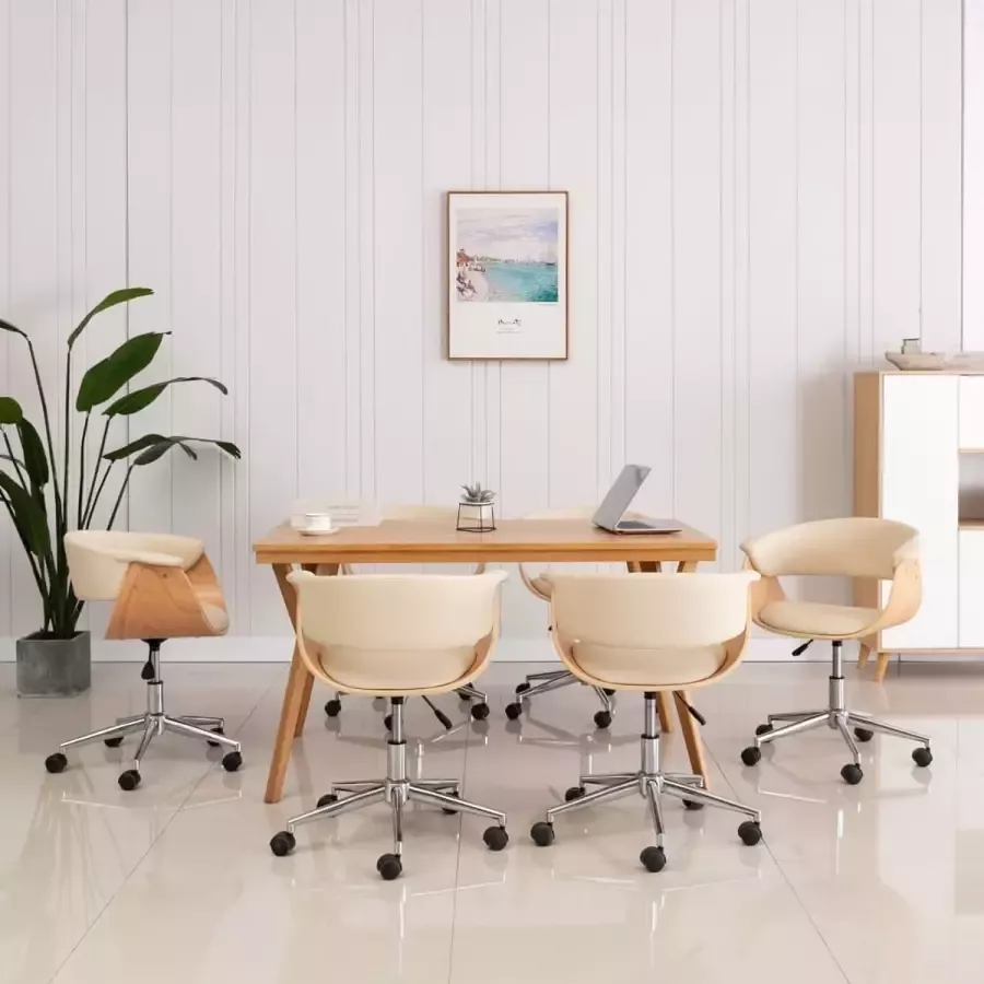 Medina Eetkamerstoelen draaibaar 6 st kunstleer crème