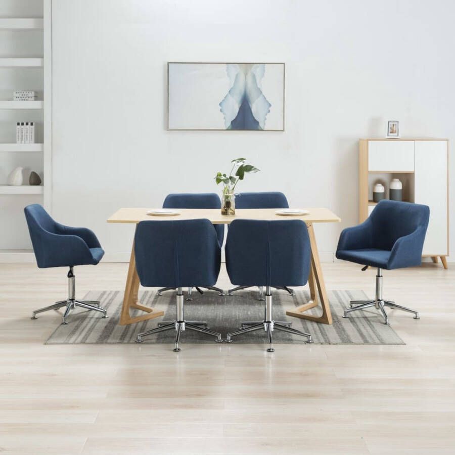 Medina Eetkamerstoelen draaibaar 6 st stof blauw