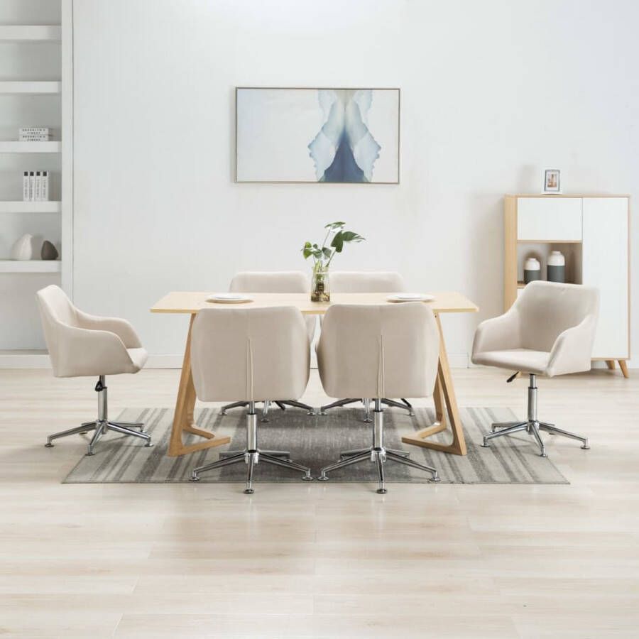 Medina Eetkamerstoelen draaibaar 6 st stof crème