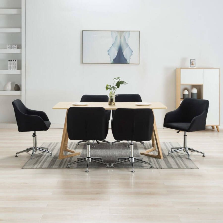 Medina Eetkamerstoelen draaibaar 6 st stof zwart