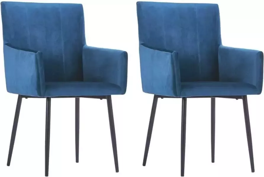 Medina Eetkamerstoelen met armleuningen 2 st fluweel blauw