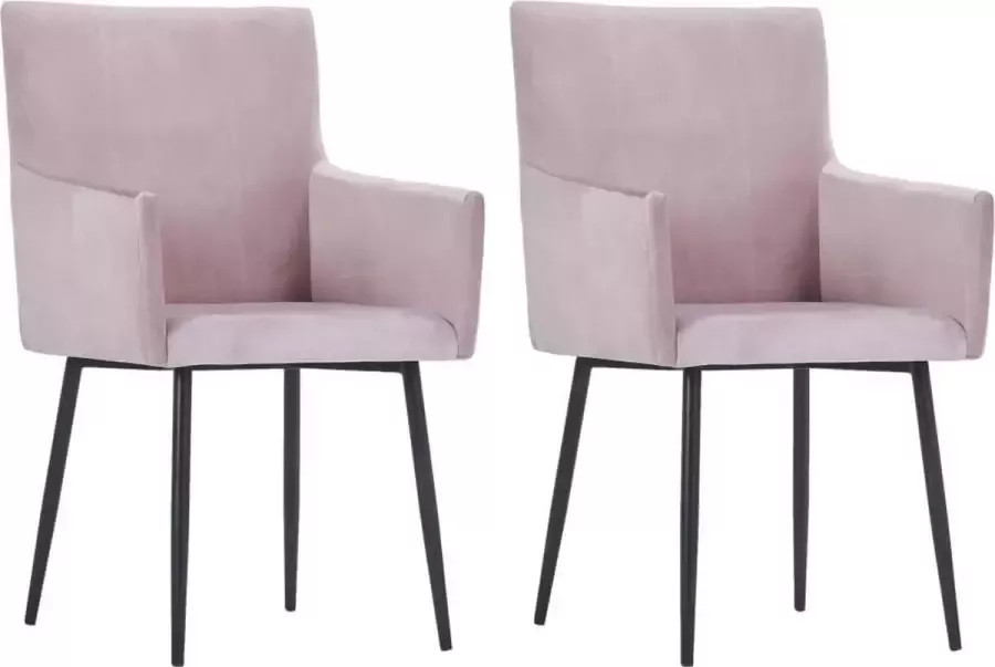 Medina Eetkamerstoelen met armleuningen 2 st fluweel roze