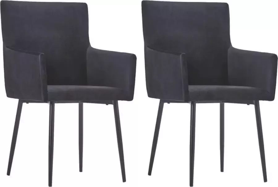 Medina Eetkamerstoelen met armleuningen 2 st fluweel zwart