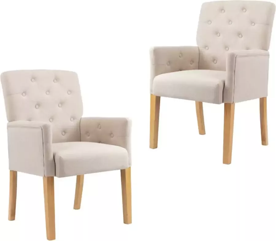 Medina Eetkamerstoelen met armleuningen 2 st stof beige