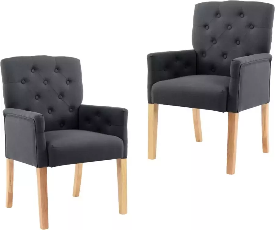 Medina Eetkamerstoelen met armleuningen 2 st stof grijs