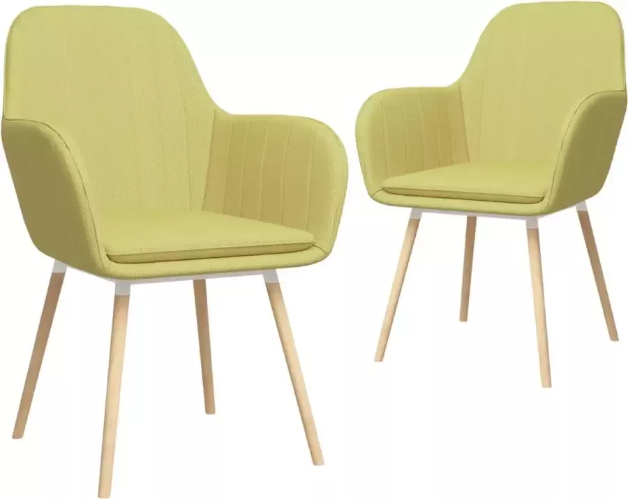 Medina Eetkamerstoelen met armleuningen 2 st stof groen